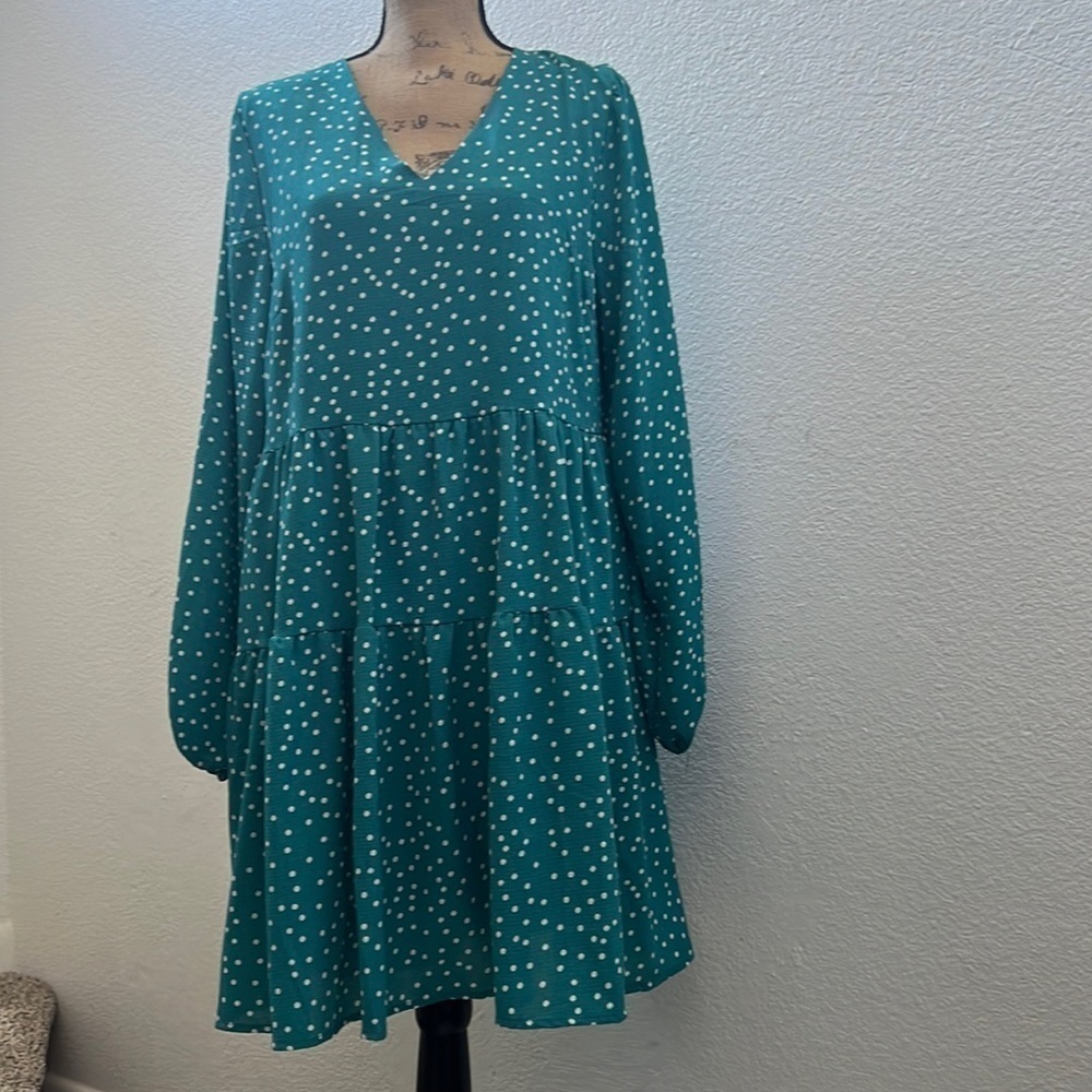 FANCYINN Women Summer Casual DressVNeck Floral PrintlongSleeve Knee-Leng… - Picture 3 of 6